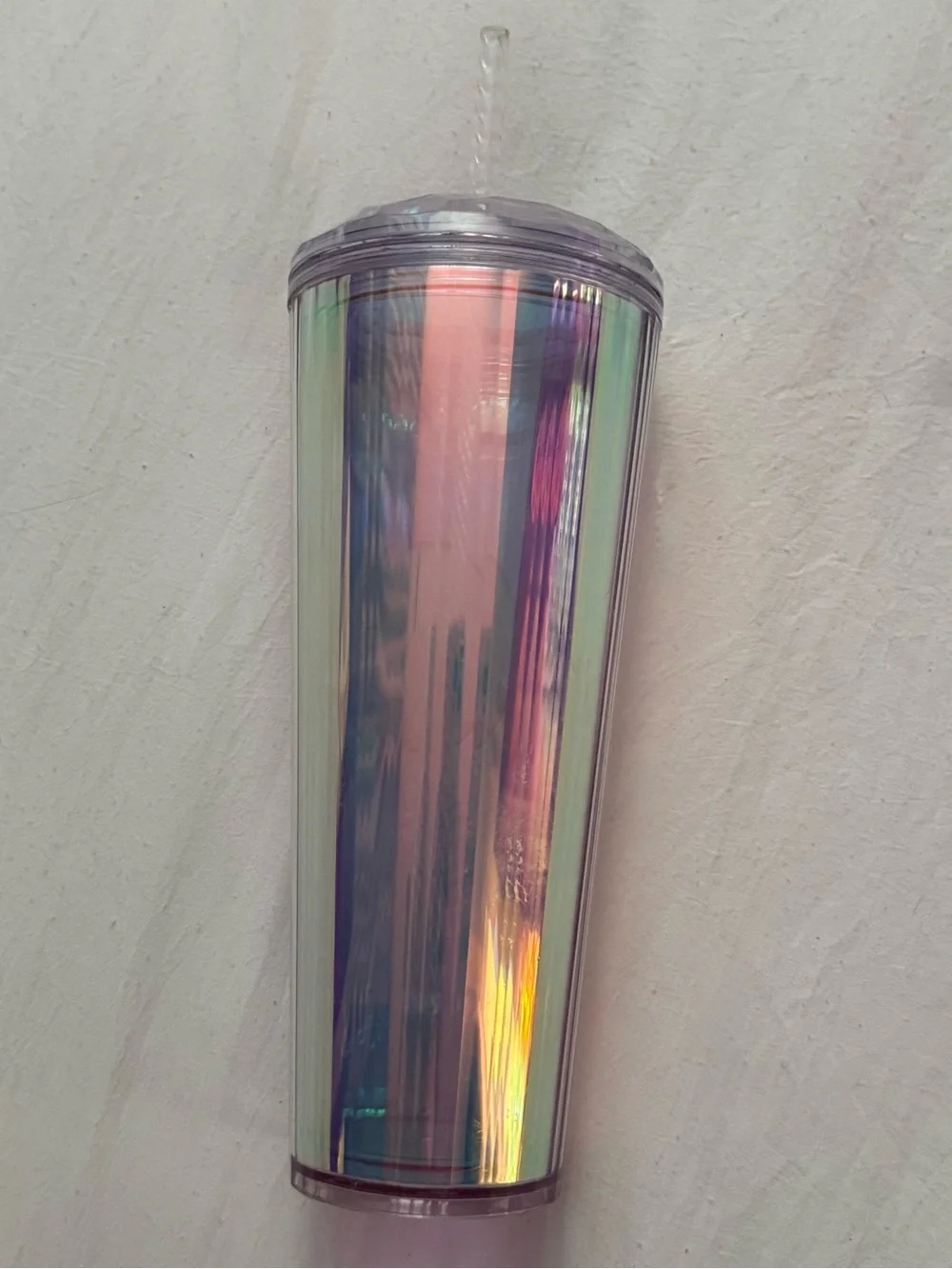 24 oz Venti Starbucks Iridescent Rainbow Purple Tall Tumbler Cup with Lid & Stra